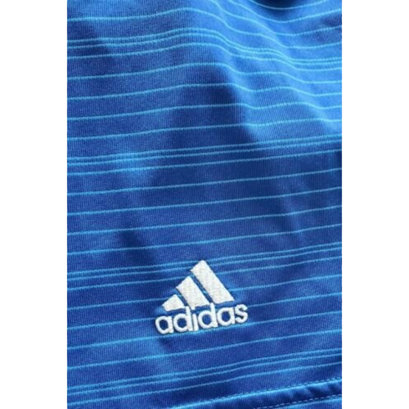 Adidas Golf Shirt Men's Polo Blue Striped Short Sleeve Golf Shirt No size tag - Picture 3 of 5